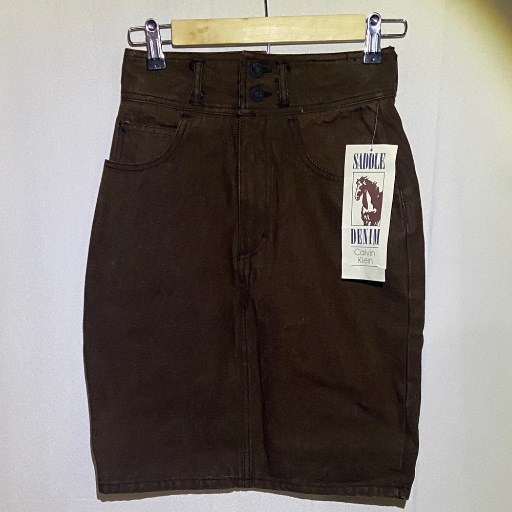 Vintage RARE Calvin Klein Sport Saddle Denim Skirt Size 4